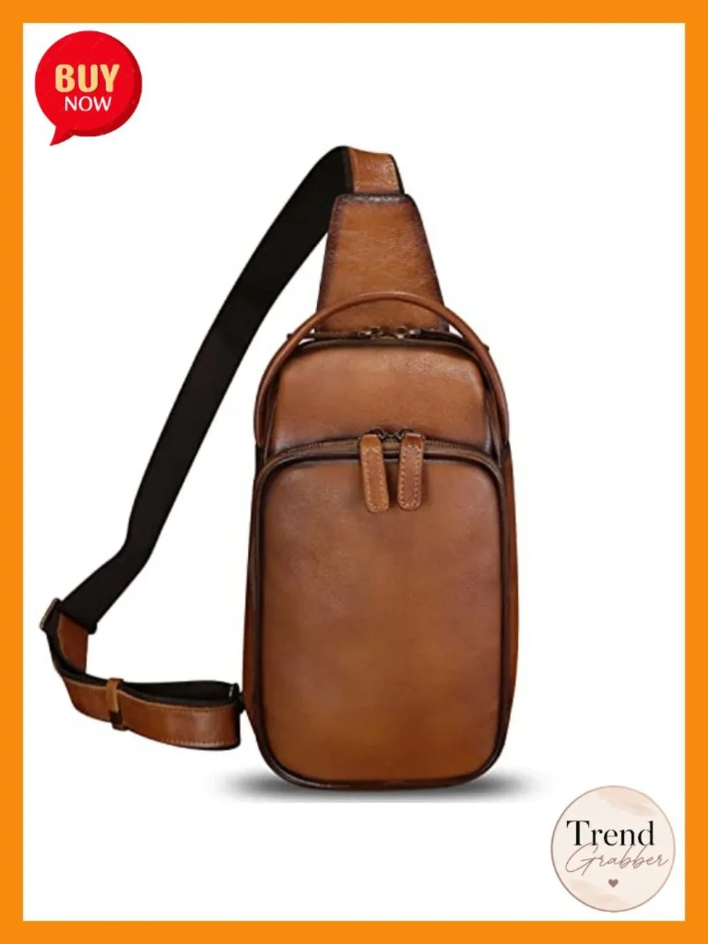 Genuine Leather Sling Bag Crossbody Backpack Handmade Shoulder Hiking Daypack